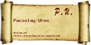 Paczolay Uros névjegykártya
